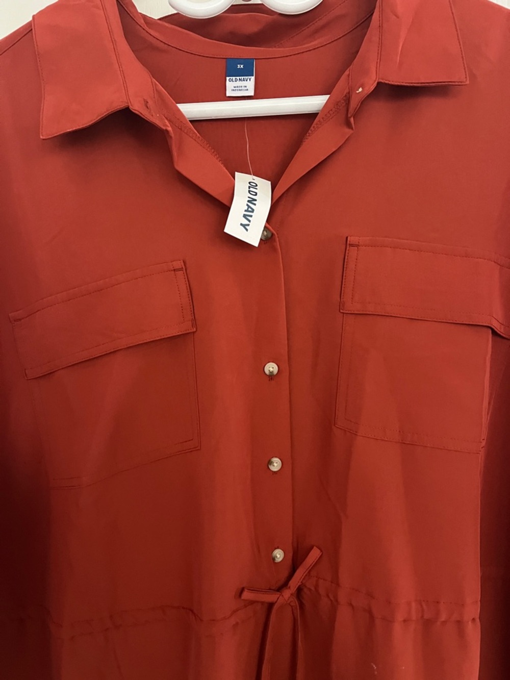 Old Navy Rust Button-Front Drawstring Tunic - Picture 2 of 3